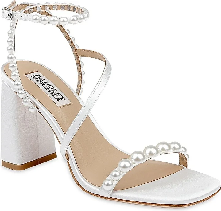 Women's Jordyn 85MM Satin Embelllished Sandals - White Satin - Size 6.5 - Image 2