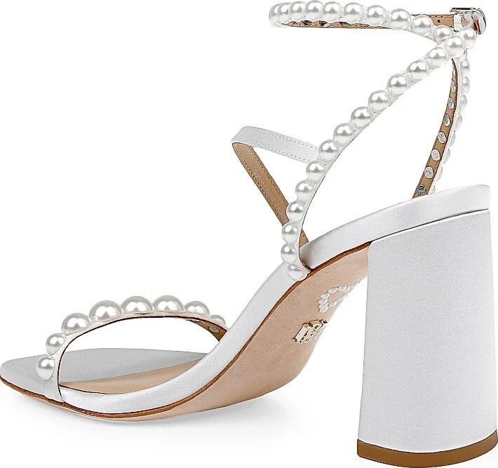Women's Jordyn 85MM Satin Embelllished Sandals - White Satin - Size 6.5 - Image 3