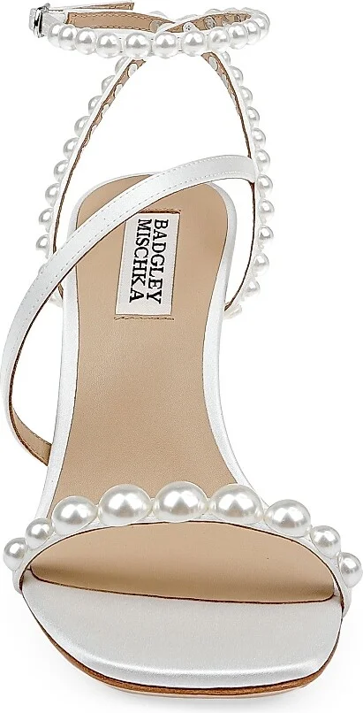 Women's Jordyn 85MM Satin Embelllished Sandals - White Satin - Size 6.5 - Image 4