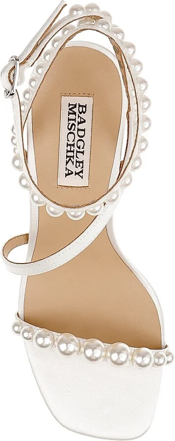 Women's Jordyn 85MM Satin Embelllished Sandals - White Satin - Size 6.5 - Image 5