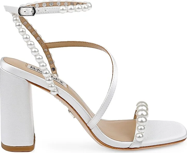 Women's Jordyn 85MM Satin Embelllished Sandals - White Satin - Size 6.5