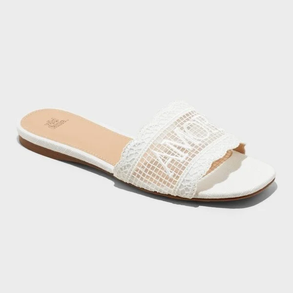 Women's Josephina Lace Flat Sandals - Wild Fable™ : Slip-On, Memory Foam, Open Toe