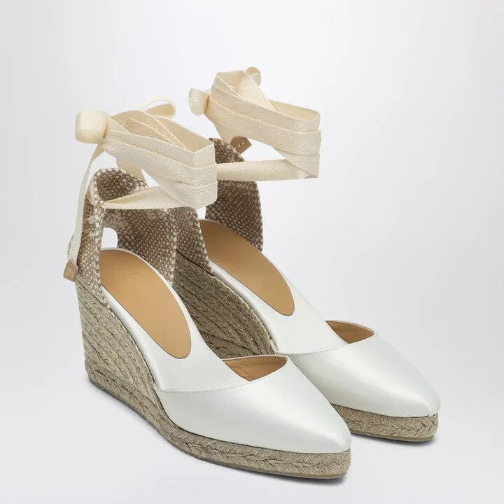 Women's Joyce White Espadrilles In Satin