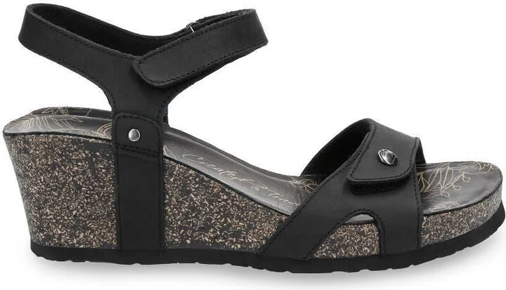 Women's Julia B1 Wedge Black Leather Sandals