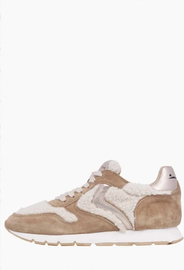 Women's Julia Suede/metallic Fur Sneaker In Brown/beige