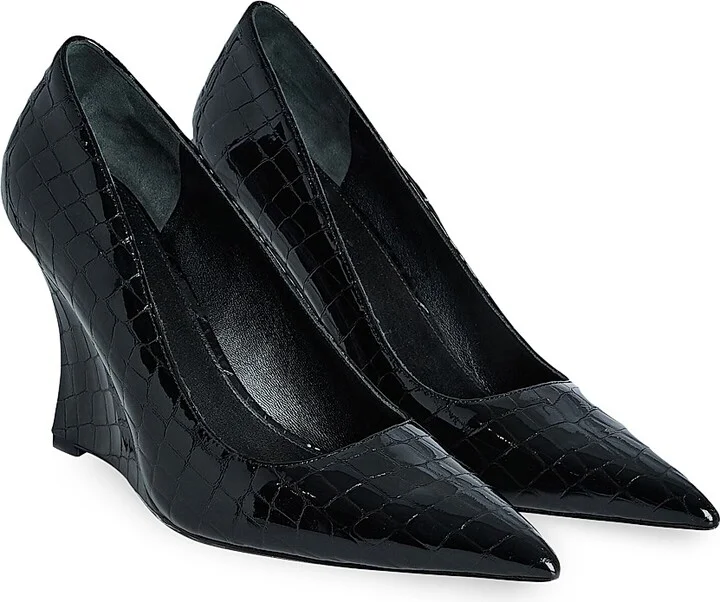 Women's Julianna 110MM Leather Pumps - Black Croco - Size 6 - Image 2