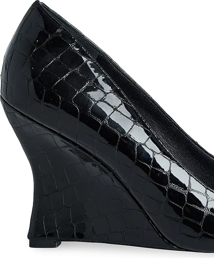 Women's Julianna 110MM Leather Pumps - Black Croco - Size 6 - Image 4