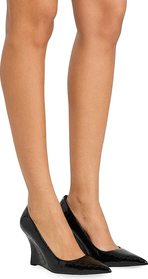 Women's Julianna 110MM Leather Pumps - Black Croco - Size 6 - Image 5