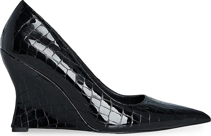 Women's Julianna 110MM Leather Pumps - Black Croco - Size 6