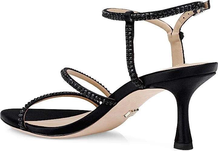 Women's Julianna 65MM Satin Sandals - Black Satin - Size 5 - Image 3