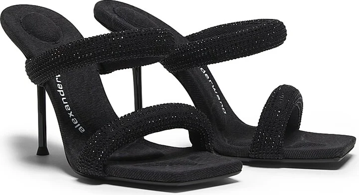 Women's Julie Tubular 105MM Crystal-Embellished Sandals - Washed Black - Size 5 - Image 2