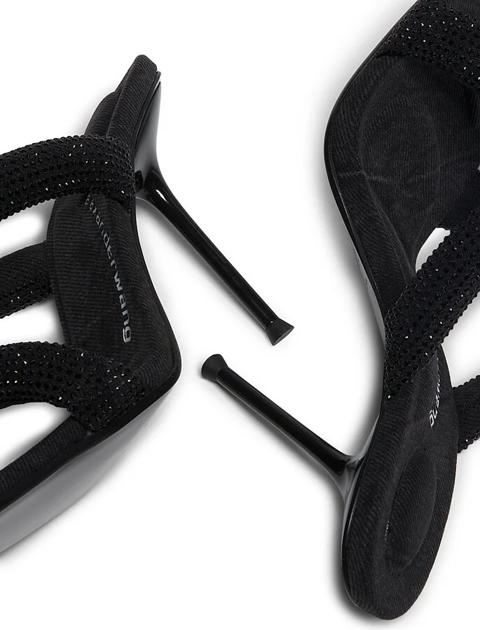Women's Julie Tubular 105MM Crystal-Embellished Sandals - Washed Black - Size 5 - Image 6