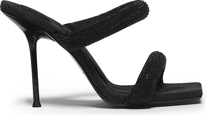 Women's Julie Tubular 105MM Crystal-Embellished Sandals - Washed Black - Size 5
