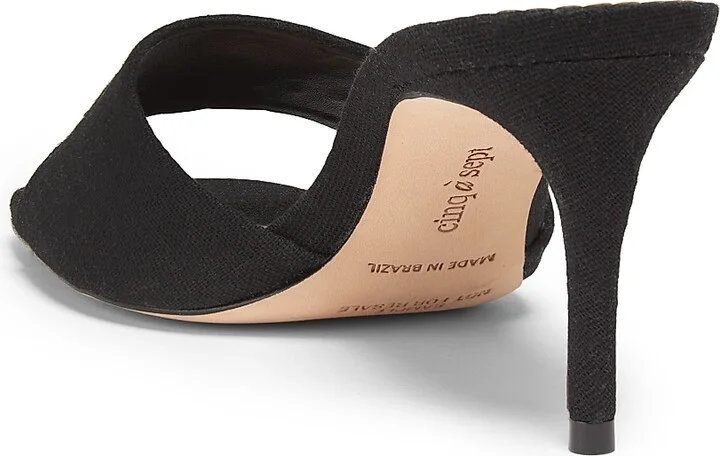 Women's June 70MM Heatset Crystal-Embellished Linen Mules - Black Crystal - Size 5 - Image 3