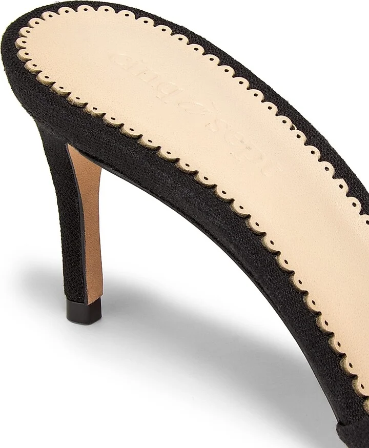 Women's June 70MM Heatset Crystal-Embellished Linen Mules - Black Crystal - Size 5 - Image 6