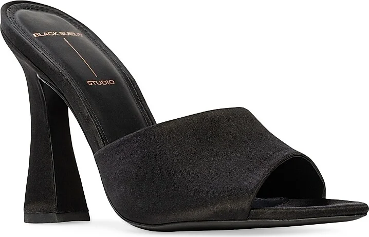 Women's Junie 100MM Satin Mules - Black Satin - Size 5 - Image 3