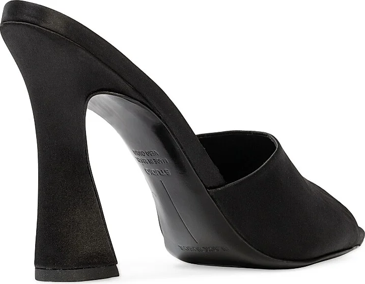 Women's Junie 100MM Satin Mules - Black Satin - Size 5 - Image 4
