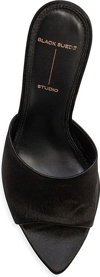 Women's Junie 100MM Satin Mules - Black Satin - Size 5 - Image 6