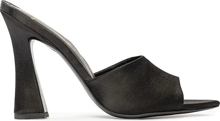 Women's Junie 100MM Satin Mules - Black Satin - Size 5