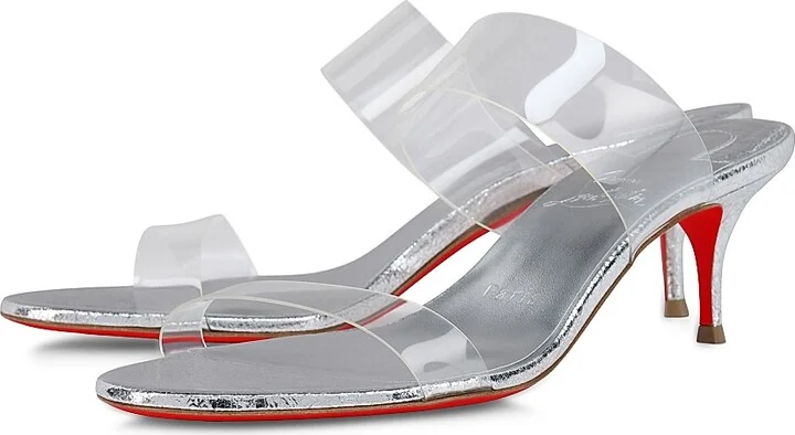 Women's Just Nothing 55MM Leather Sandal Heels - Silver - Size 5 - Image 2