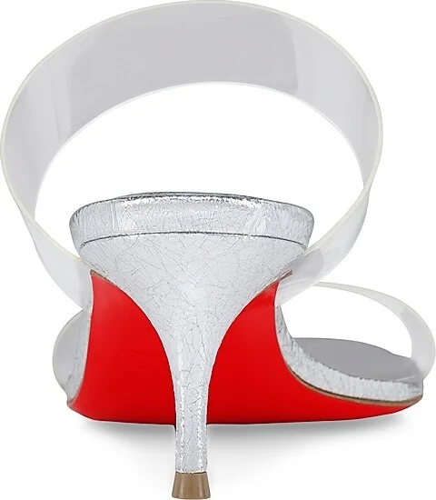 Women's Just Nothing 55MM Leather Sandal Heels - Silver - Size 5 - Image 3