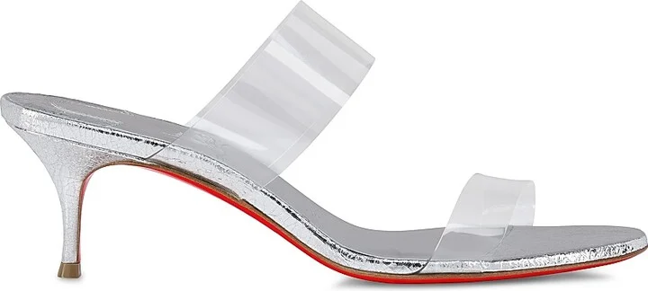 Women's Just Nothing 55MM Leather Sandal Heels - Silver - Size 5