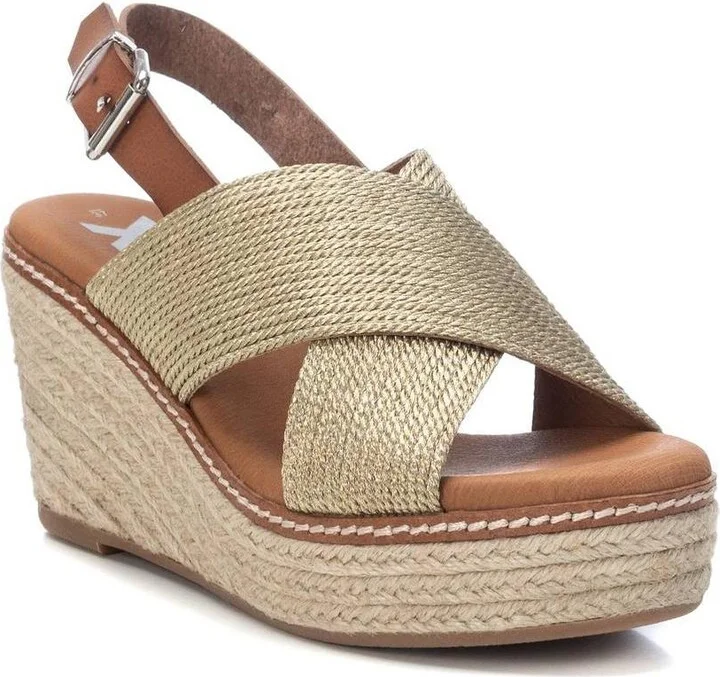 Women's Jute Wedge Sandals By Xti, Gold - Image 2
