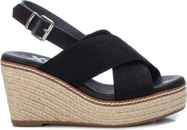 Women's Jute Wedge Sandals In Black