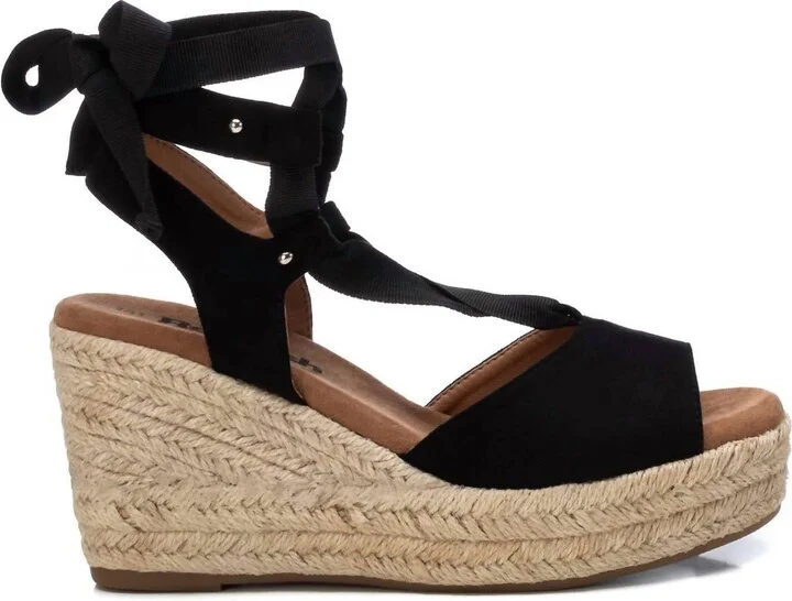 Women's Jute Wedge Sandals In Black