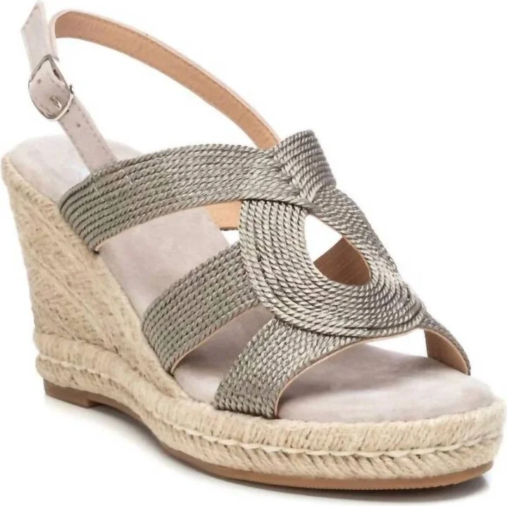 Women's Jute Wedge Sandals In Silver