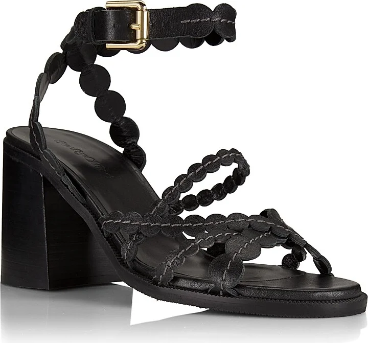 Women's Kaddy 80MM Leather Block-Heel Sandals - Black - Size 9.5 - Image 2