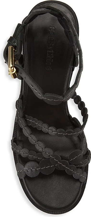 Women's Kaddy 80MM Leather Block-Heel Sandals - Black - Size 9.5 - Image 5