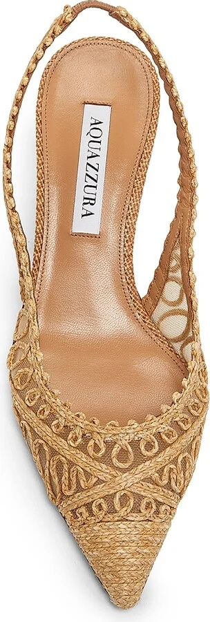 Women's Kahlo 50MM Embroidered Slingback Pumps - Sand - Size 5.5 - Image 4