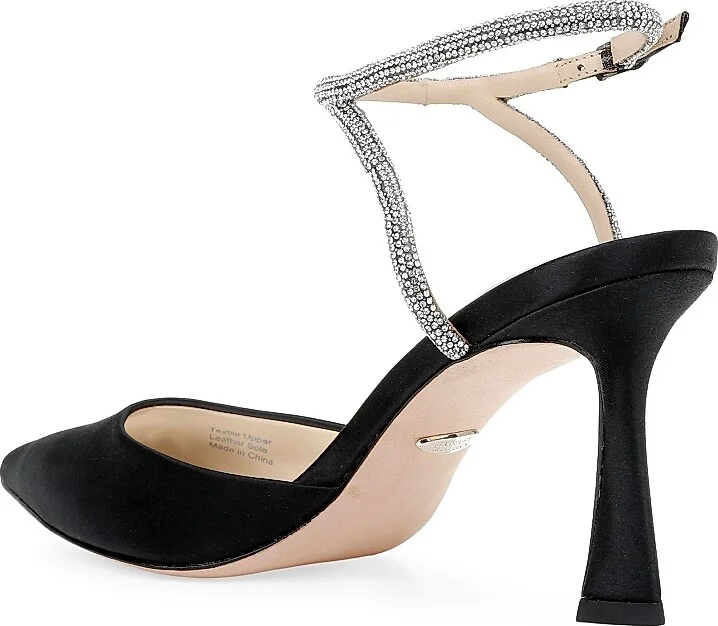 Women's Kamilah 80MM Embellished Satin Pumps - Black Satin - Size 5 - Image 3