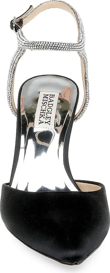 Women's Kamilah 80MM Embellished Satin Pumps - Black Satin - Size 5 - Image 4