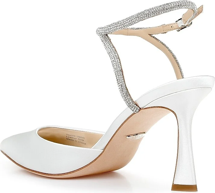 Women's Kamilah 80MM Embellished Satin Pumps - White Satin - Size 5.5 - Image 3