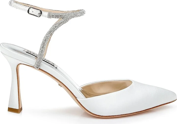 Women's Kamilah 80MM Embellished Satin Pumps - White Satin - Size 5.5