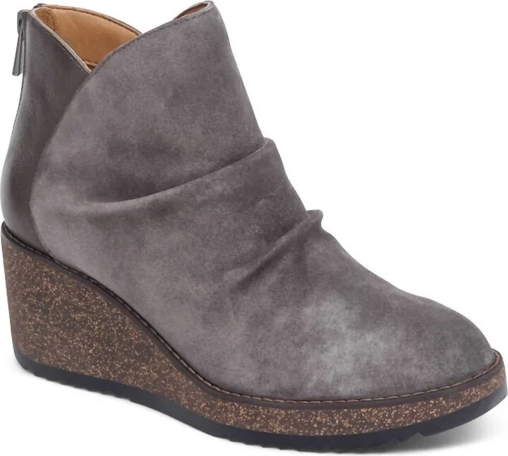 Women's Kara Ankle Wedge Boot In Charcoal