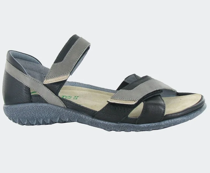 Women's Karawa Sandals In Black/fog Gray/khaki Leather