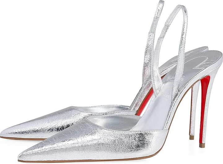 Women's Kate Max 100MM Leather O Slingbacks - Silver - Size 9.5 - Image 2