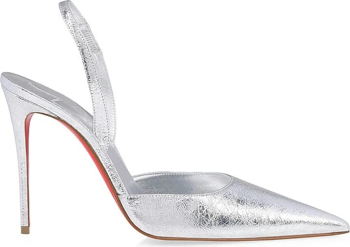 Women's Kate Max 100MM Leather O Slingbacks - Silver - Size 9.5