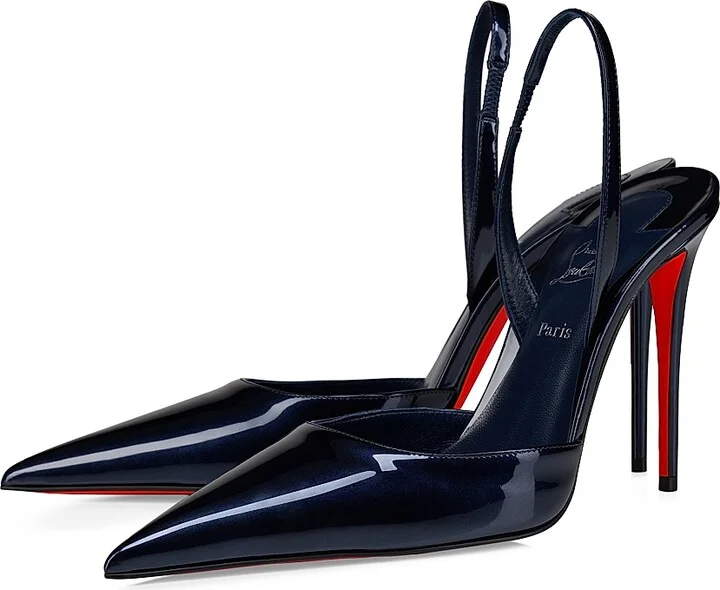 Women's Kate Max O Sling 100MM Patent Leather Pumps - Zaffiro - Size 6 - Image 2