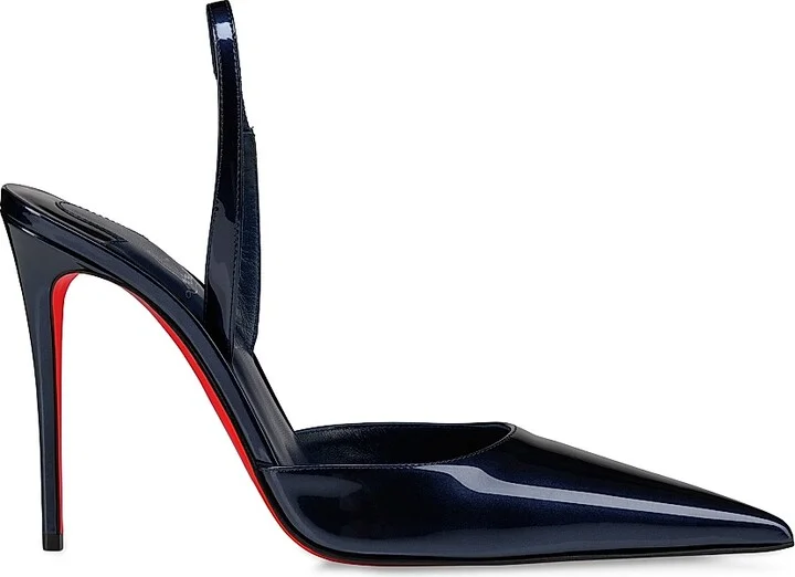 Women's Kate Max O Sling 100MM Patent Leather Pumps - Zaffiro - Size 6