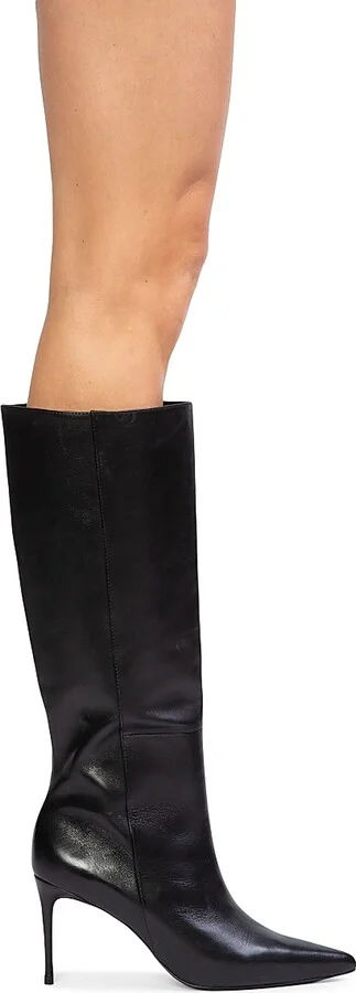 Women's Kath 80MM Leather Boots - Black Leather - Size 5 - Image 6