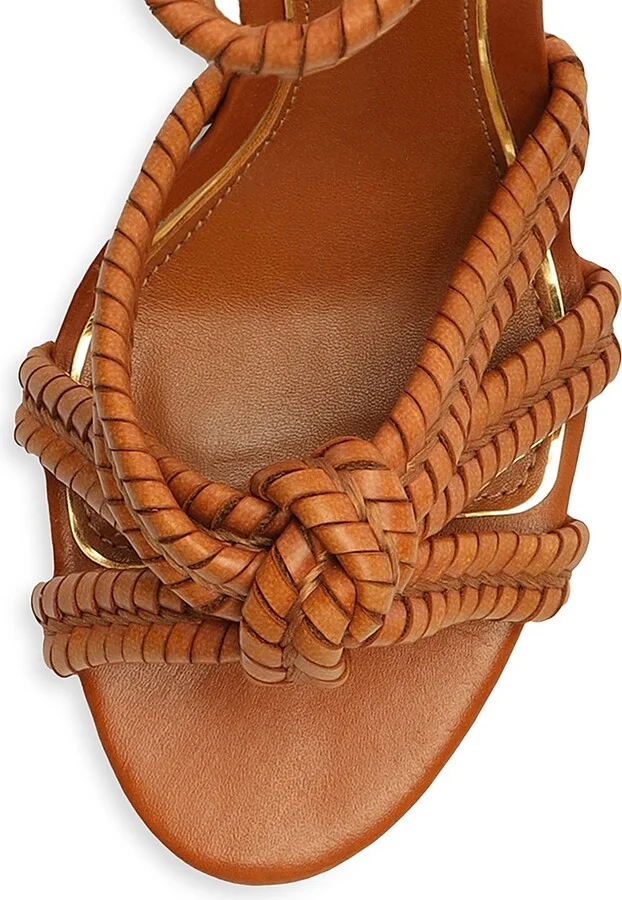 Women's Kathleen 101MM Leather Platform Sandals - Miele - Size 5.5 - Image 5