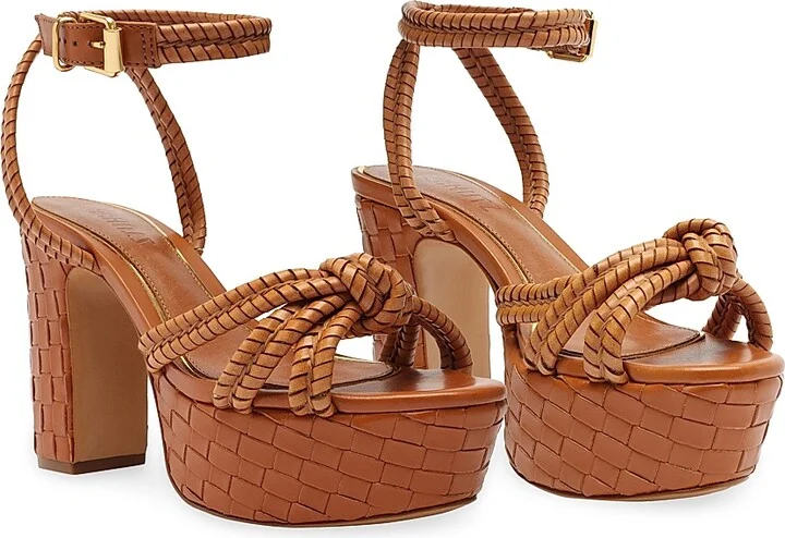 Women's Kathleen 101MM Leather Platform Sandals - Miele - Size 5.5 - Image 9