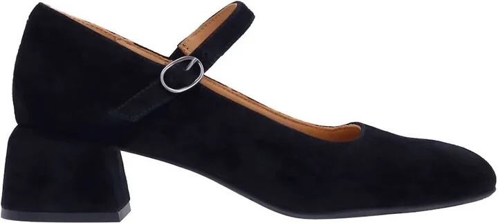Women's Katriel Pump Strap Heel Shoes In Black Suede