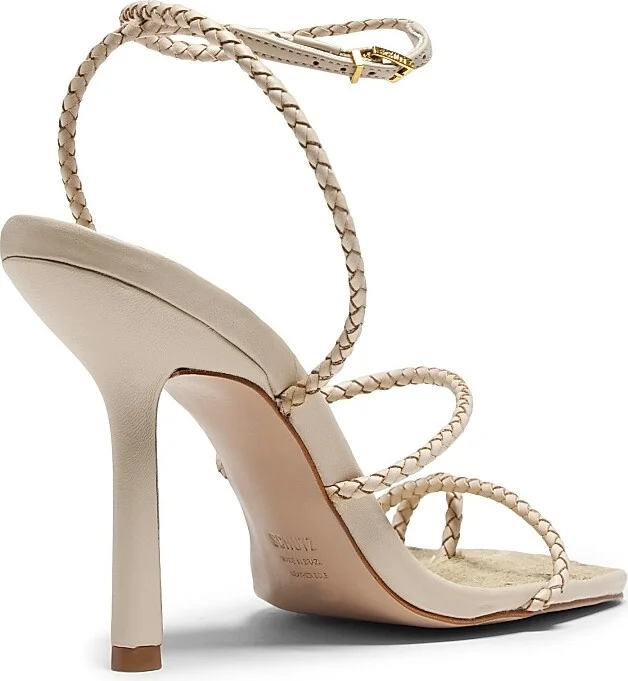 Women's Kaya 100MM Leather & Raffia Stiletto-Heel Sandals - Off White - Size 6.5 - Image 3
