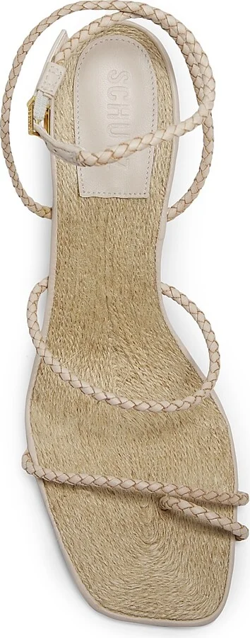 Women's Kaya 100MM Leather & Raffia Stiletto-Heel Sandals - Off White - Size 6.5 - Image 4