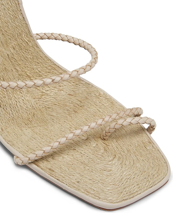 Women's Kaya 100MM Leather & Raffia Stiletto-Heel Sandals - Off White - Size 6.5 - Image 6